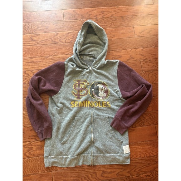 FSU Florida State Seminoles Large Retro Brand Full Zip Hoodie Jacket - Picture 1 of 5